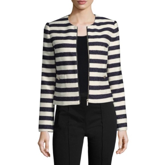 Karl Lagerfeld striped navy tweed blazer jacket